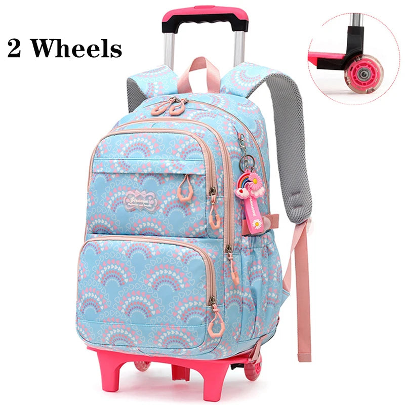 All-Terrain School Companion: Waterproof Rolling Backpack for Girls