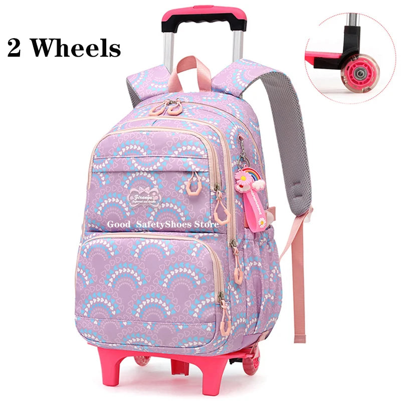 All-Terrain School Companion: Waterproof Rolling Backpack for Girls