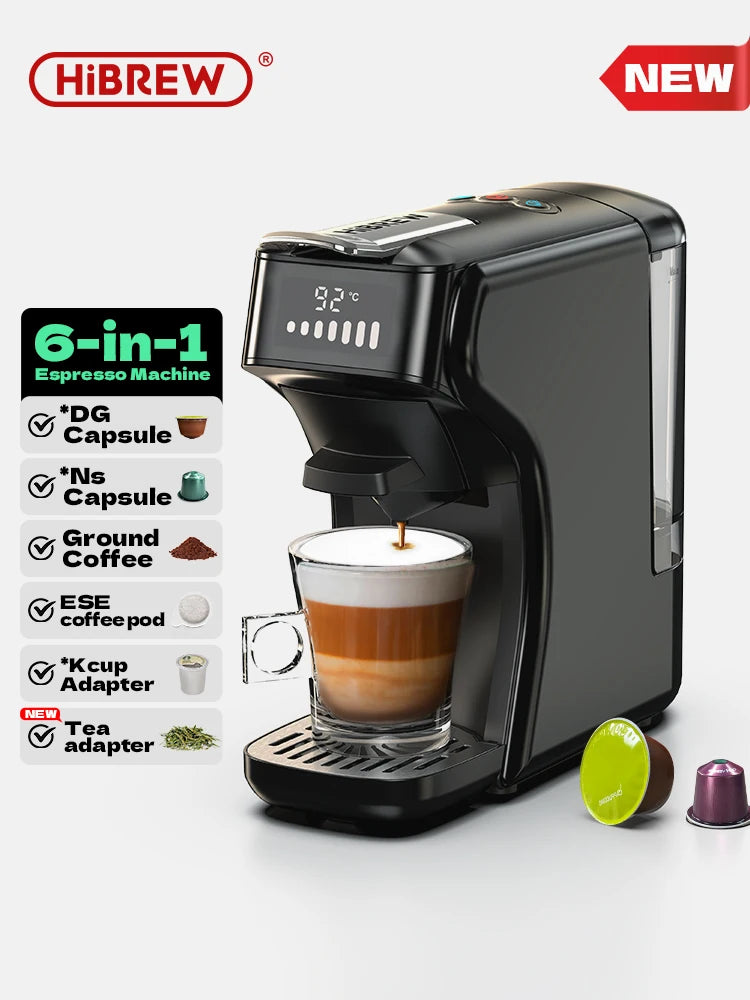 HiBREW 6in1 Capsule Coffee Machine Hot/Cold Multiple Espresso Cafetera Cappuccino Coffee Maker Dolce Gusto Nespresso Powder H1B