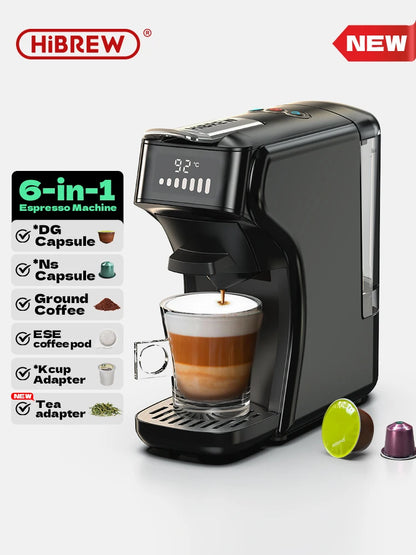 HiBREW 6in1 Capsule Coffee Machine Hot/Cold Multiple Espresso Cafetera Cappuccino Coffee Maker Dolce Gusto Nespresso Powder H1B