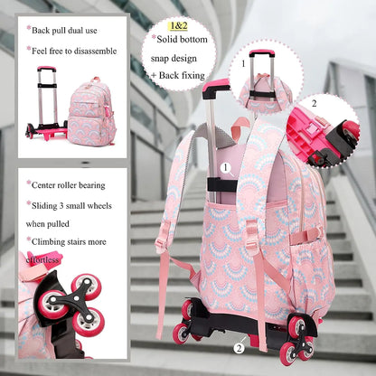 All-Terrain School Companion: Waterproof Rolling Backpack for Girls