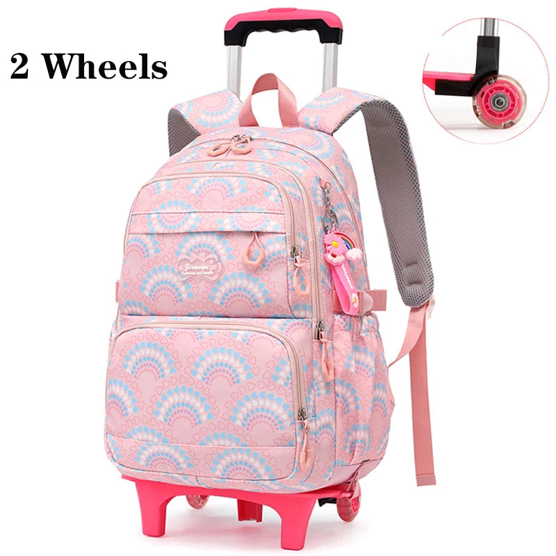 All-Terrain School Companion: Waterproof Rolling Backpack for Girls