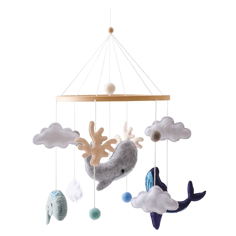 Baby Crib Mobile with Music Box – Wooden Hanging Plush Toy Bell for Newborns