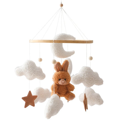 Baby Crib Mobile with Music Box – Wooden Hanging Plush Toy Bell for Newborns