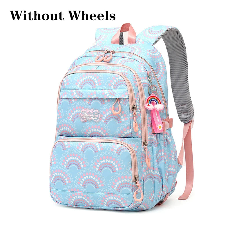 All-Terrain School Companion: Waterproof Rolling Backpack for Girls