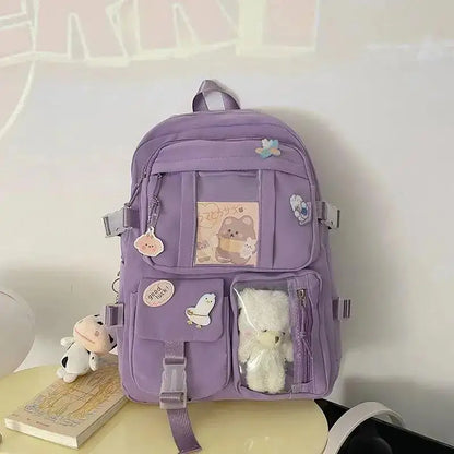 Sac à dos d'école chic Harajuku pour filles - Sac pour ordinateur portable mignon pour adolescentes avec poches pour les étudiants