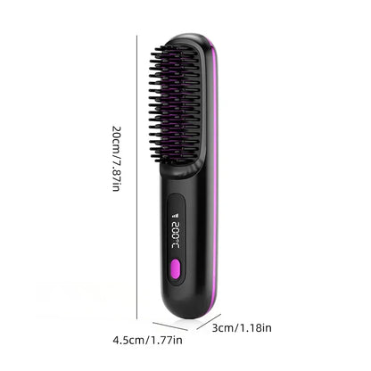Wireless Hair Straightening Brush – USB Ceramic Heating