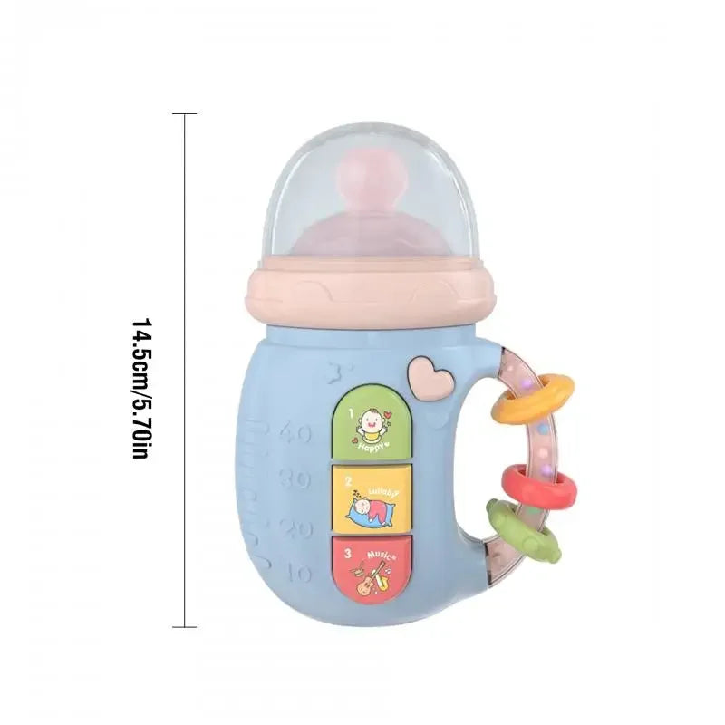 Silicone Baby Feeding Bottle Toy – Educational Rattle with Music & Light for Infants