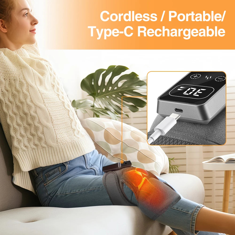 Electric Heated Knee Massager – Vibration Pain Relief Pad