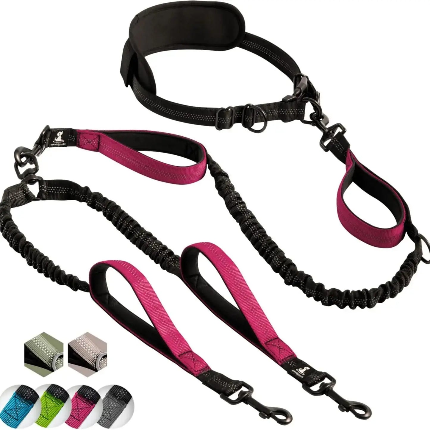 Hands-Free Double Dog Leash – Reflective Adjustable Belt