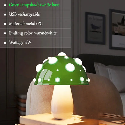 Mushroom LED Table Lamp USB Rechargeable Light