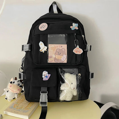 Sac à dos d'école chic Harajuku pour filles - Sac pour ordinateur portable mignon pour adolescentes avec poches pour les étudiants