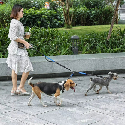 Hands-Free Double Dog Leash – Reflective Adjustable Belt