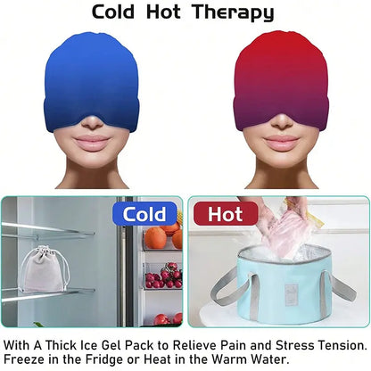 Gel Ice Headache Hat – Cold Compress Migraine Relief Cap